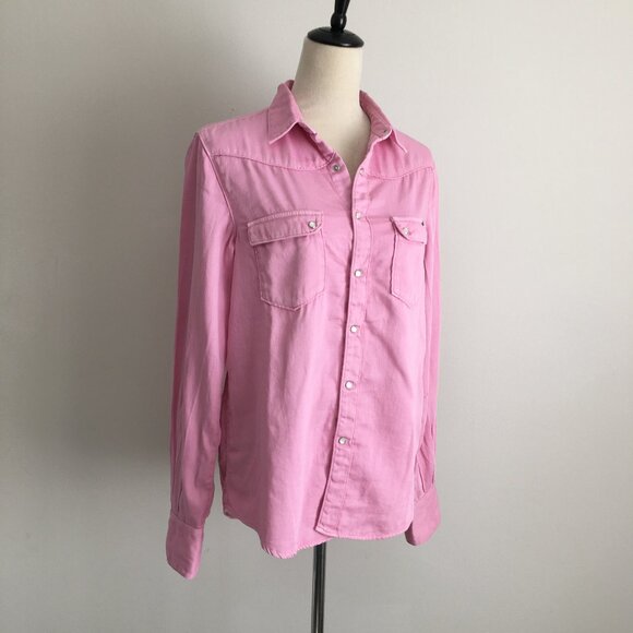 AQUAVERDE Paris Western Style Pink CLYDE Long Sleeve Snap Button Shirt - Picture 1 of 12